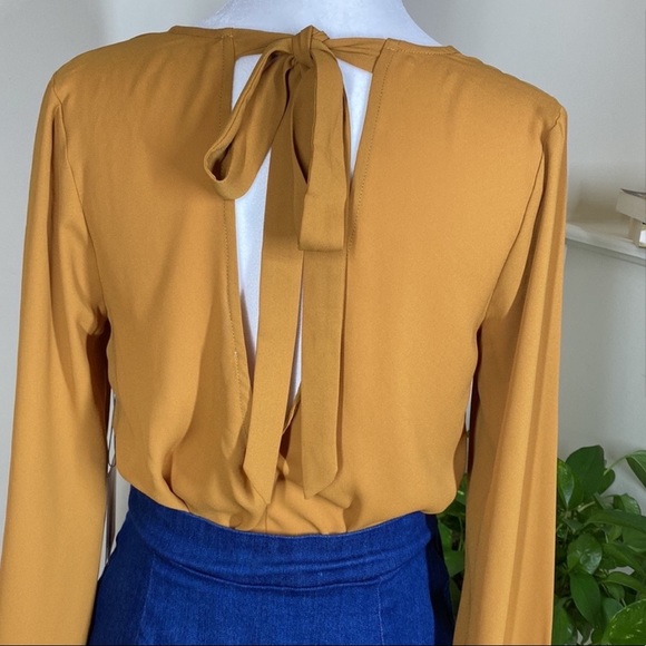 NWT Tie-Back Mustard Blouse - Picture 2 of 8